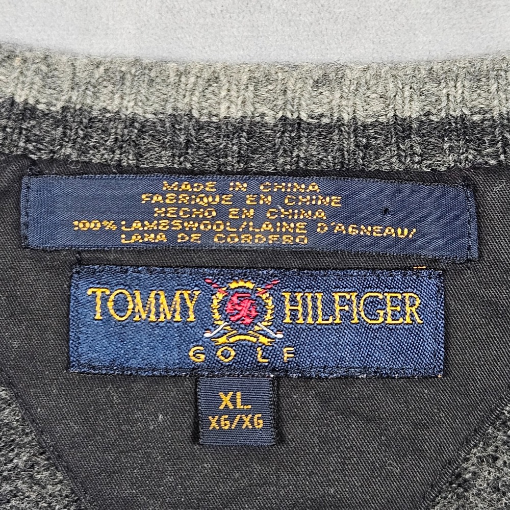 Vintage Tommy Hilfiger Sweater Vest Mens XL Gray Lambswool Gold Canyon Golf Y2K - Picture 3 of 7